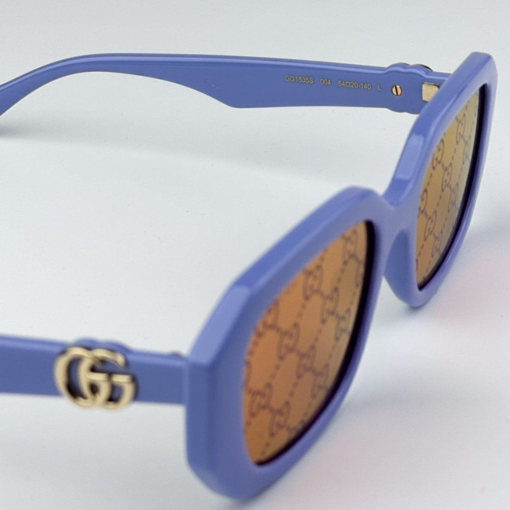 NEW Gucci GG1535S 004 Violet GG Logo Pink Mirrored Women Geometric Sunglasses - Picture 8 of 10